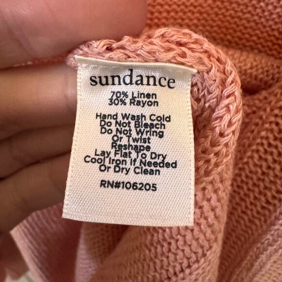 Sundance Angel Wing Pointelle Linen Blend Cardigan Sweater Pink Size Medium - Picture 11 of 11